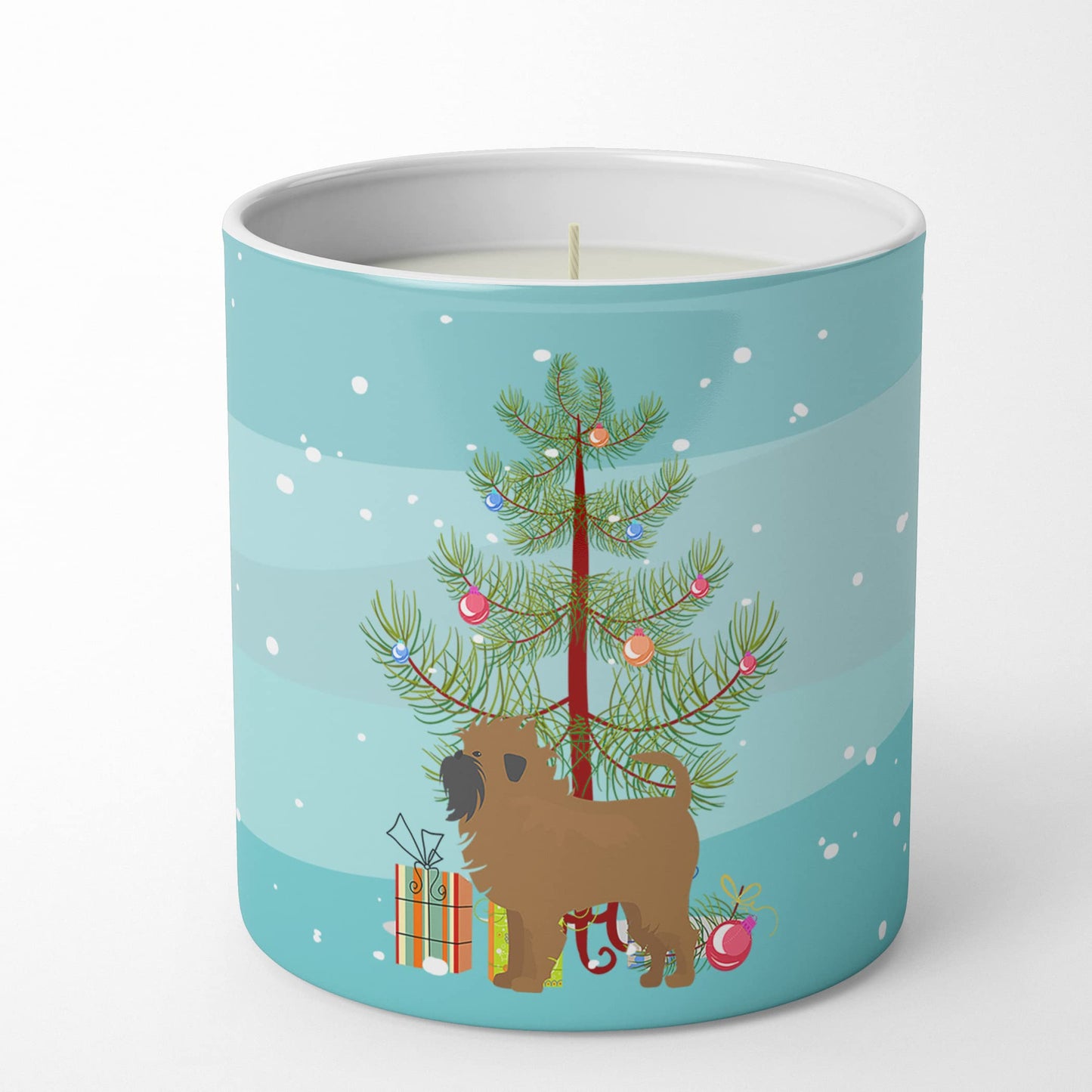 Caroline's Treasures CK3439CDL Tan Affenpinscher Christmas Tree 10 oz Decorative Soy Candle Nature Soy Wax Essential Oil Home Decor Ideal for Bedroom Kitchen Bath Office Gift, 10 oz