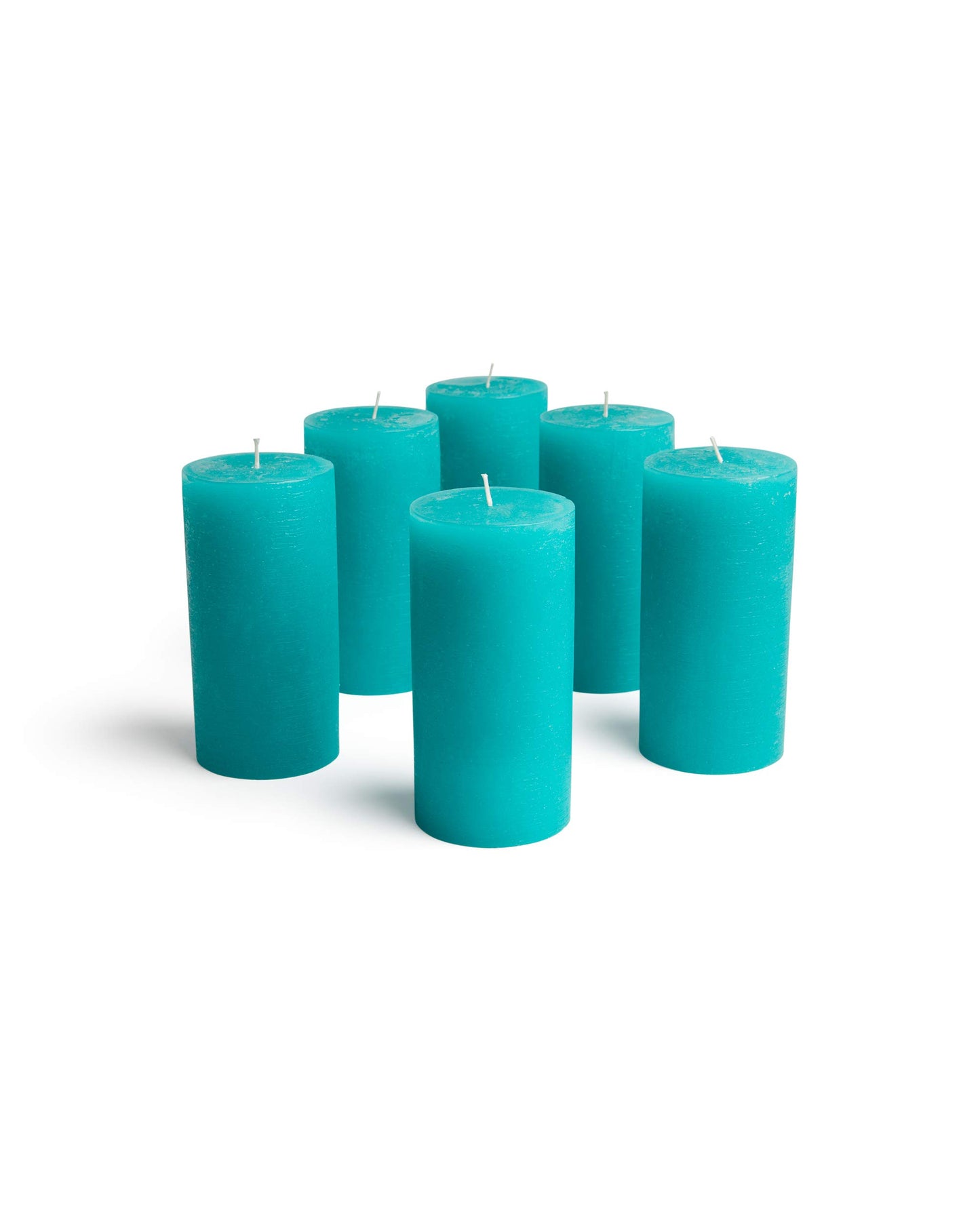 Mottled Pillar Candles by Bask - Set of 6-3" x 6" Dripless Unscented Candles in Turquoise for Home Decor, Relaxation & All Occasions