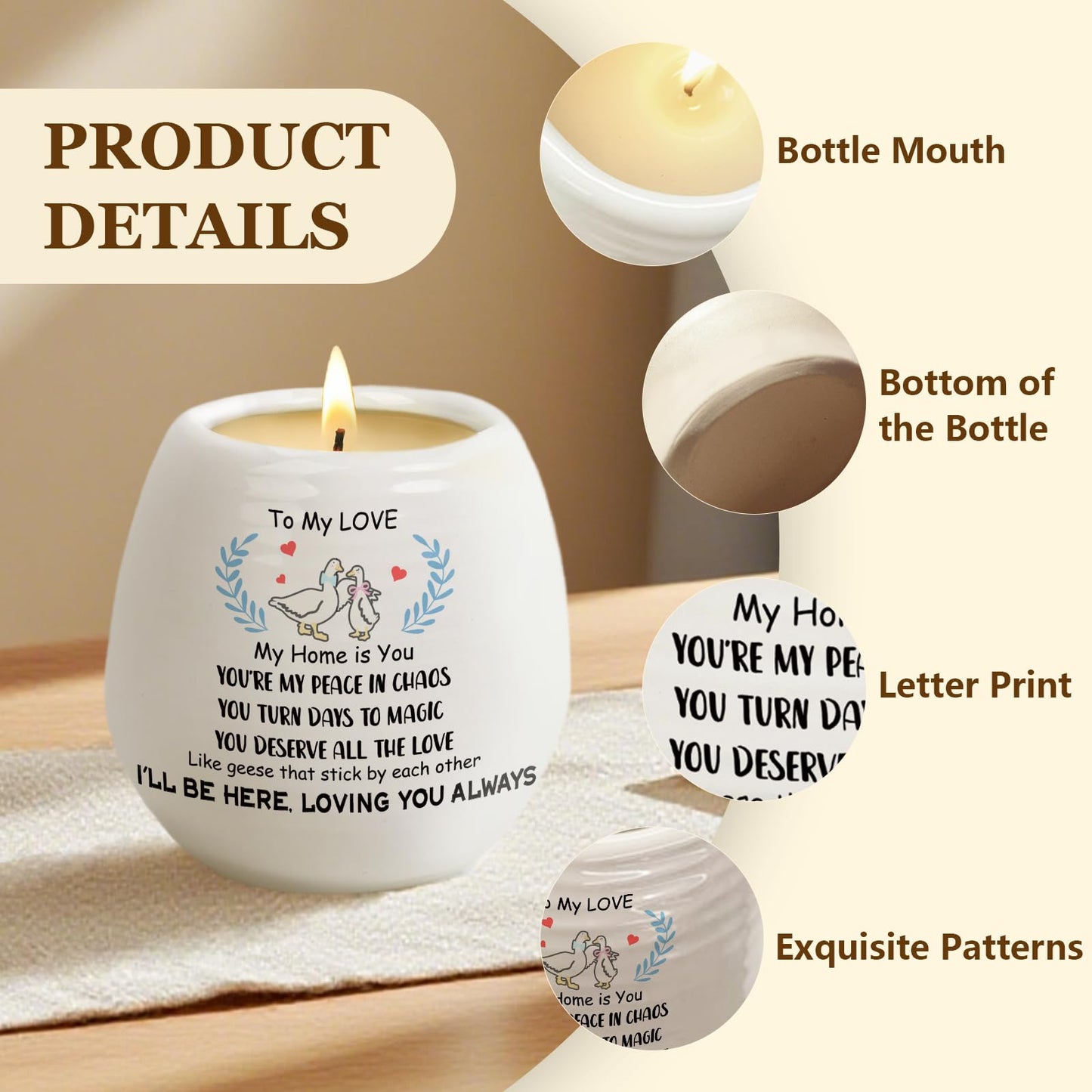 Gifts for Him Her Wife Husband, to My Love 18Oz Lavender Scented Ceramic Jar Candle, Birthday Gift for Girlfriend Boyfriend, Romantic Anniversary Christmas Valentines Day Gifts for Wife Husband