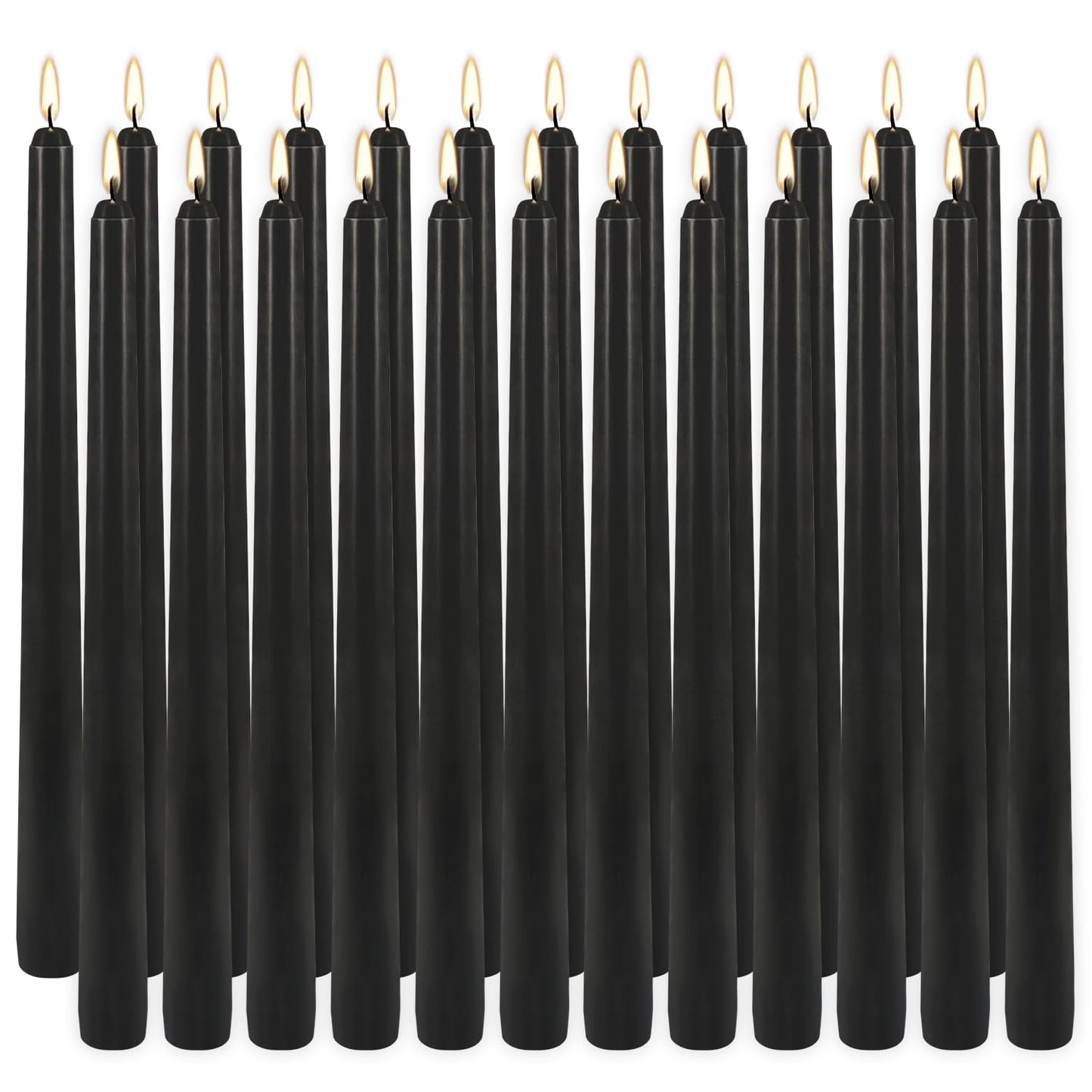 24Pack 10inch Black Taper Candle-Unscented and Smokeless-8hours Long Burning time,Dripless,Ideal for Halloween Taper Candles, Weddings, Dinner,Parties