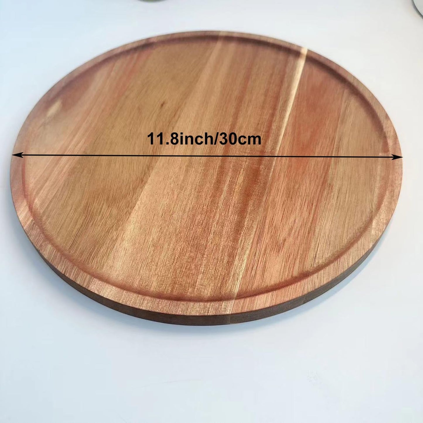 Candle Holder Tray Home Decor, Round Wood Tray for Coffee Table, Small Wooden Serving Decorative Trays for Home (1, 11.8inch)