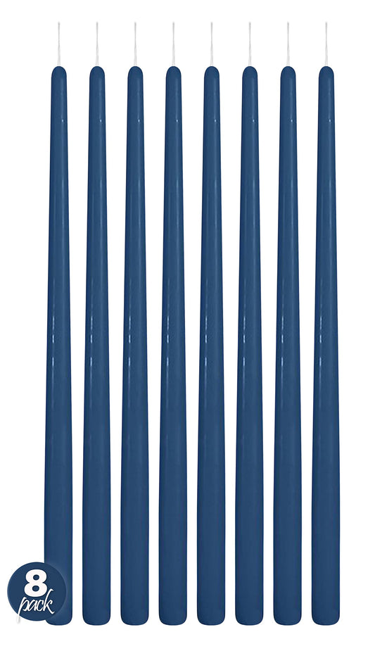 Hyoola Tall Taper Candles - 16 Inch Midnight Blue Unscented Dripless Taper Candles - 14 Hour Burn Time - 8 Pack