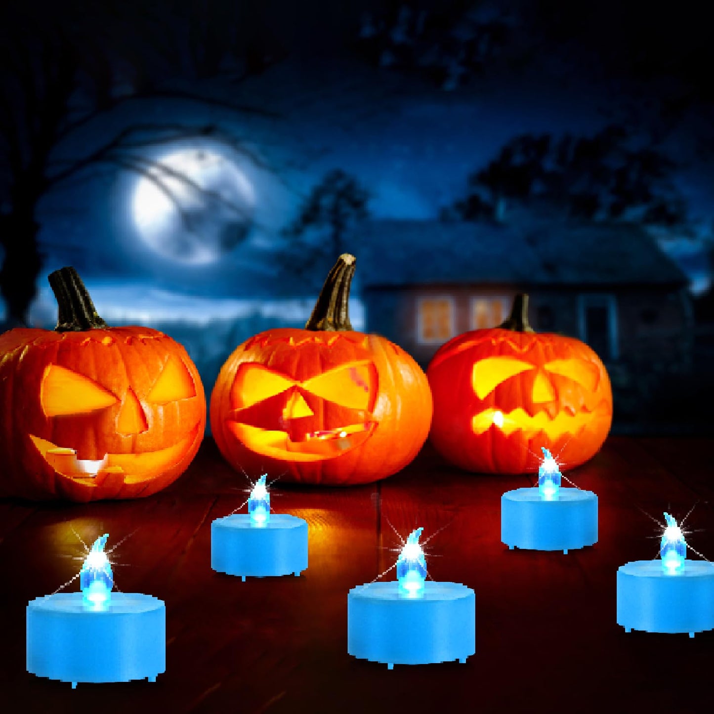Baikaraer Battery Operated Tea Lights Candles, Flameless Electric Fake Candle, 100 Pack Flickering Votive Led Tealights, Long Lasting 200+Hours, for Wedding Party Home Decoration (Blue)