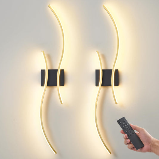 GLOTHOR Battery Operated Wall Sconce Set of 2, Dimmable Modern LED Rechargeable Wall Light with Remote Control, Wall Decor for Living Room, Hallway, Quick Install, No Electrician Required