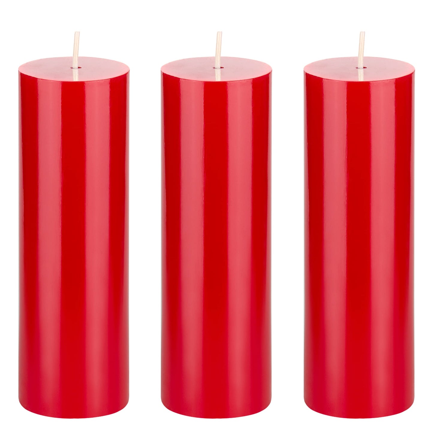 Mega Candles 3 pcs Unscented Solid Red Pillar Candles, Hand Poured Premium Wax Candle 2 Inch x 6 Inch, Home Décor, Spas, Weddings, Occasions, Party, Centerpieces, Holidays, Vigils, Prayers