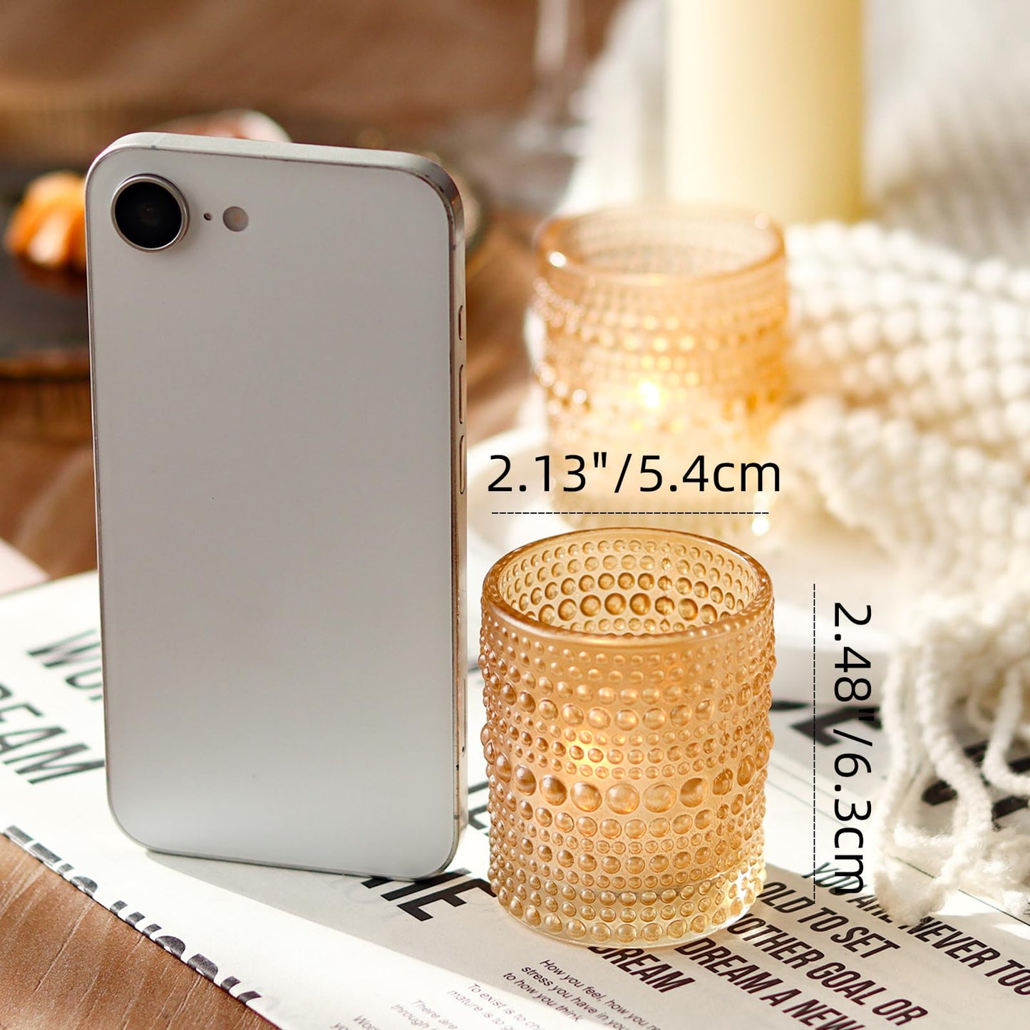 WDHODEC Gold Candle Holders 12 PCS, Glass Votive Tealight Candle Holders for Fall Thanksgiving Christmas Table Centerpiece Wedding Decorations