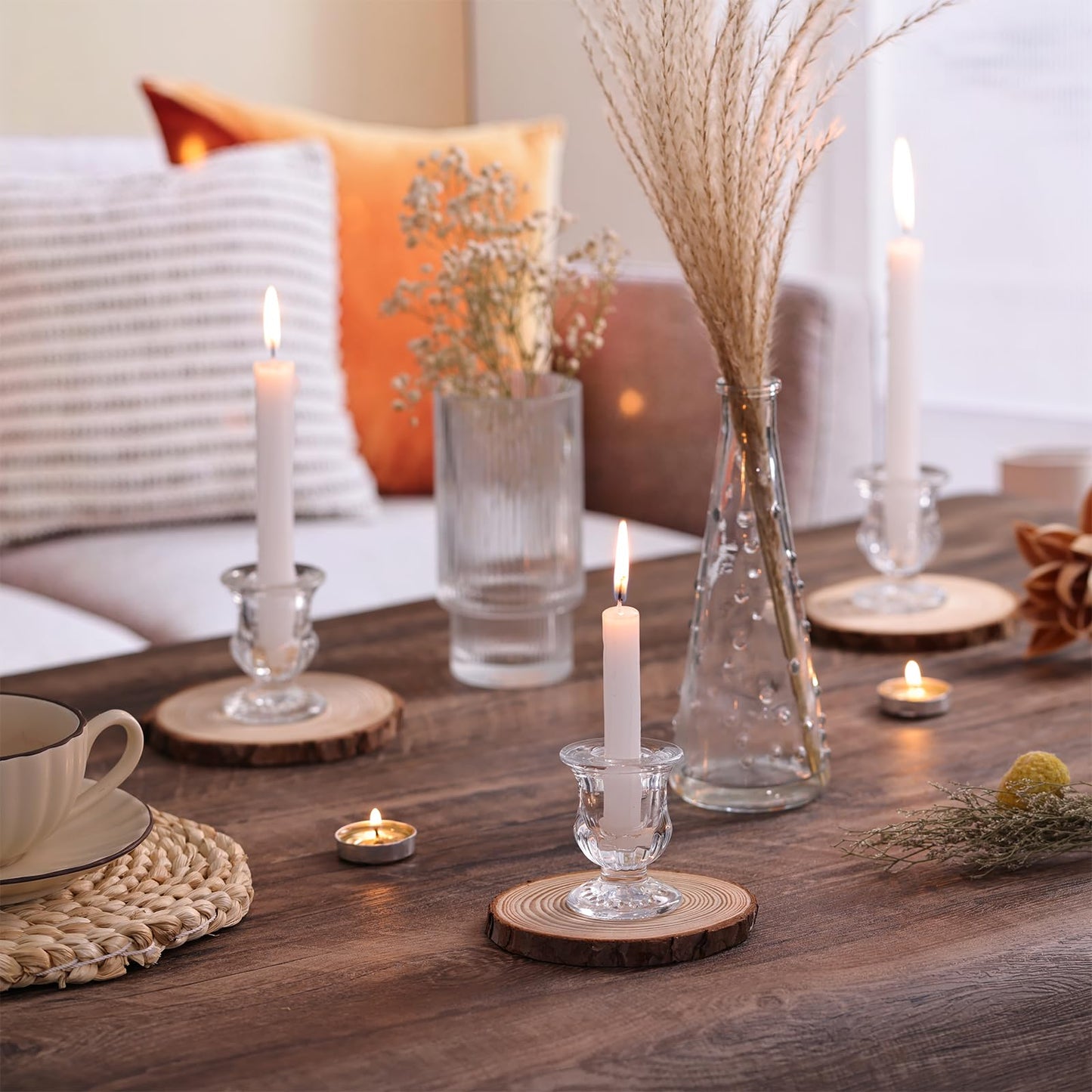Letine Candlestick Holders Set of 12-2.5" H Taper Candle Holders Bulk - Clear Glass Candle Holder for Rustic Wedding Centerpiece Table Decorations, Valentine's Day & Thanksgiving Decorations Indoor
