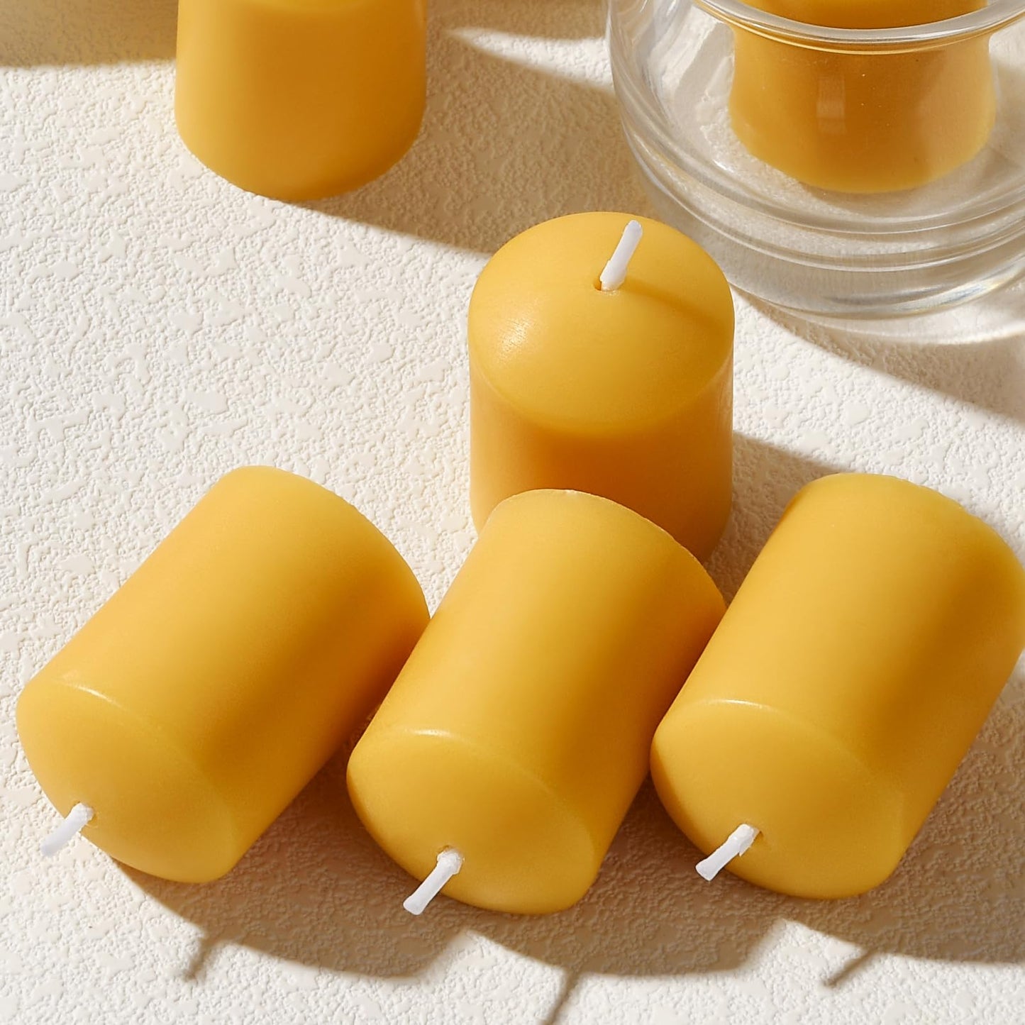 JONERAY Beeswax Votive Candles Bulk-Pack of 10, Natural Unscented Beeswax Candles - 9 Hour Burn Time