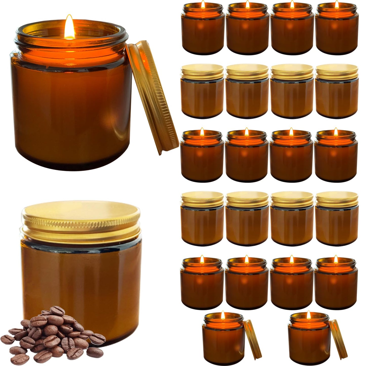Veiuwa 24 Pcs 4 Oz Mini Soy Candles,Coffee Scented Candles Set,Bulk Aromatherapy Candle,Great Stress Relieving Scented Candle for Girls as a Gift for Birthdays, Weddings and More!