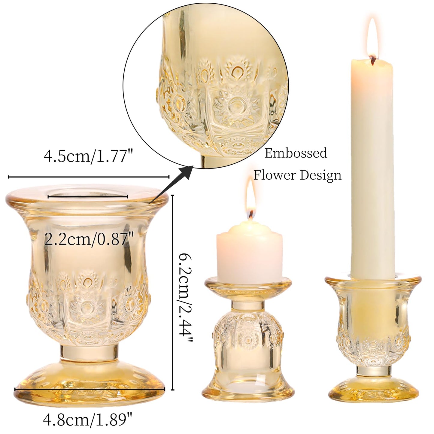 sunnyfuture 10pcs Gold Candlestick Holders, Glass Taper Candle Holders for Table Centerpiece Decor, Wedding, Birthday, Gift