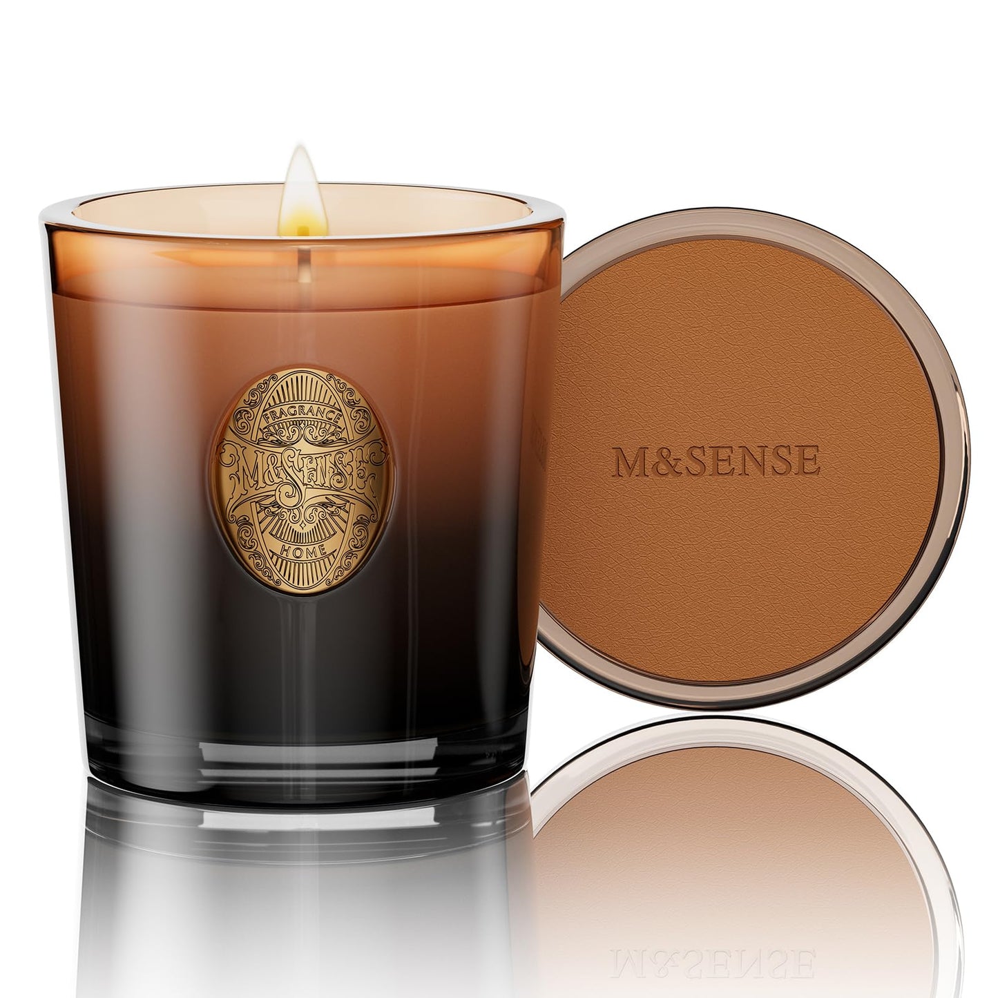 M&SENSE Natural Soy Candle | Mahogany Sandalwood & Black Brown | 9.2 oz, 50H Burn Time | Luxury Scented Candle for Relaxation, Gifting, Home Décor | Ideal for Bedroom, Office, Party Ambiance