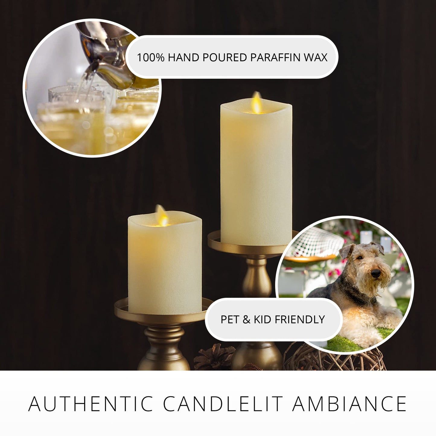 Luminara - Flameless LED Battery Operated Flickering Pillar Candles - Ivory - Pack of 1-3x6.5 - Realistic Moving Flame Real Wax Indoor/Outdoor Decor