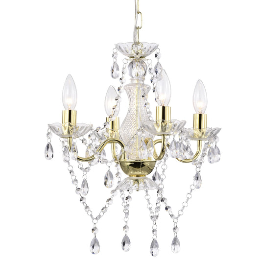 LaLuLa Antique Gold Chandelier Mini Crystal Chandelier Lighting 4 Light Small Modern Chandelier for Dining Room