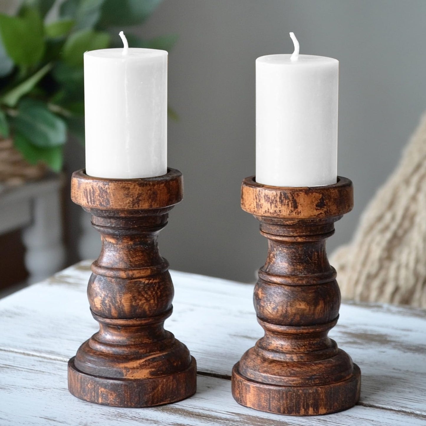 2.75“ x 4” Hand Poured Unscented Candles, Dripless Pillar Candles Set of 6, Long Burning, Clean and Neat, Burn Time Approx. 90 Hours, Rustic, Weddings, Dinner Parties, Christmas, and Home Décor