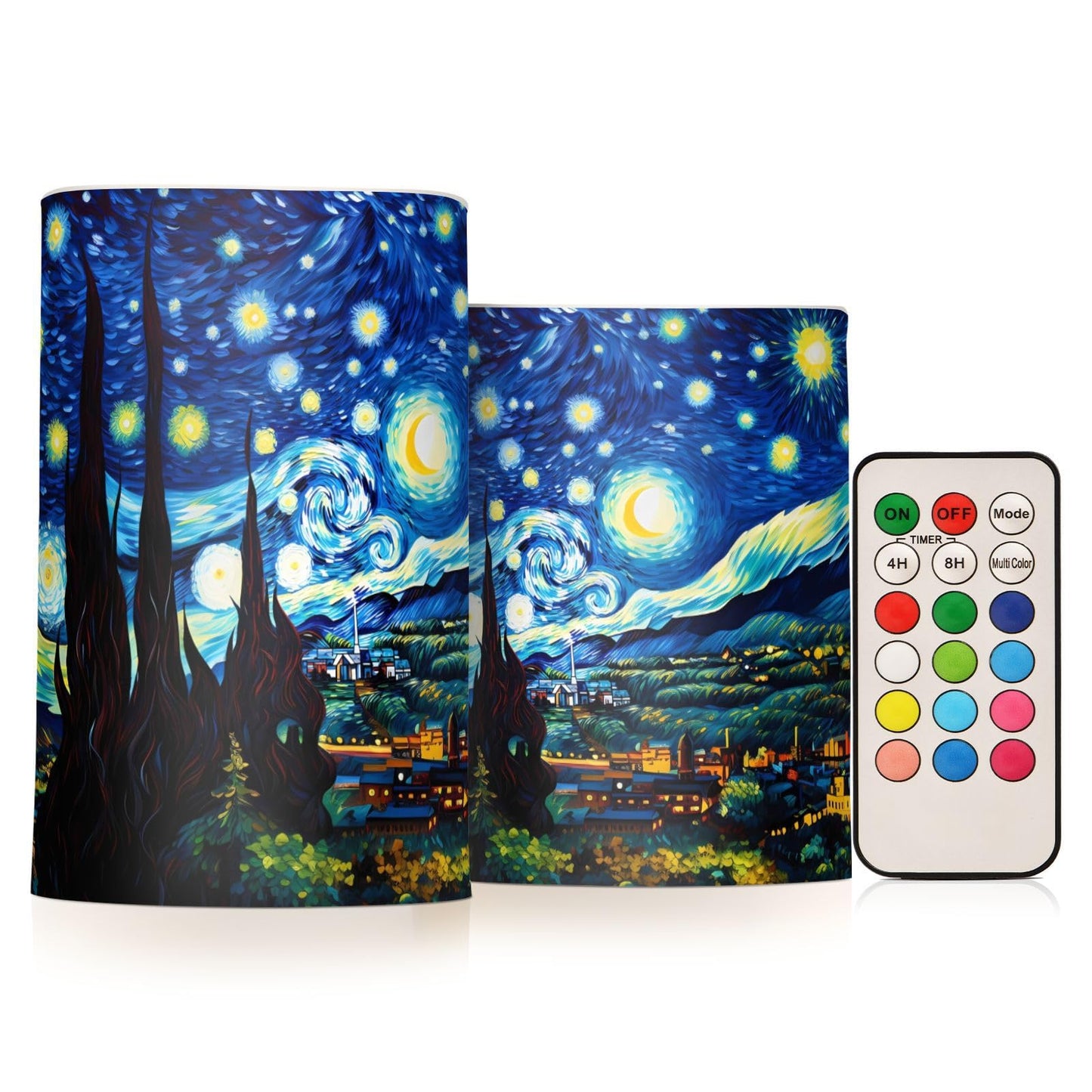 ALAZA Starry Sky Flickering Flameless Candles Battery Operated with Remote Timer,Tea Light Candles LED Pillar Votive Candles Set of 2 for Outdoor Indoor Decorations