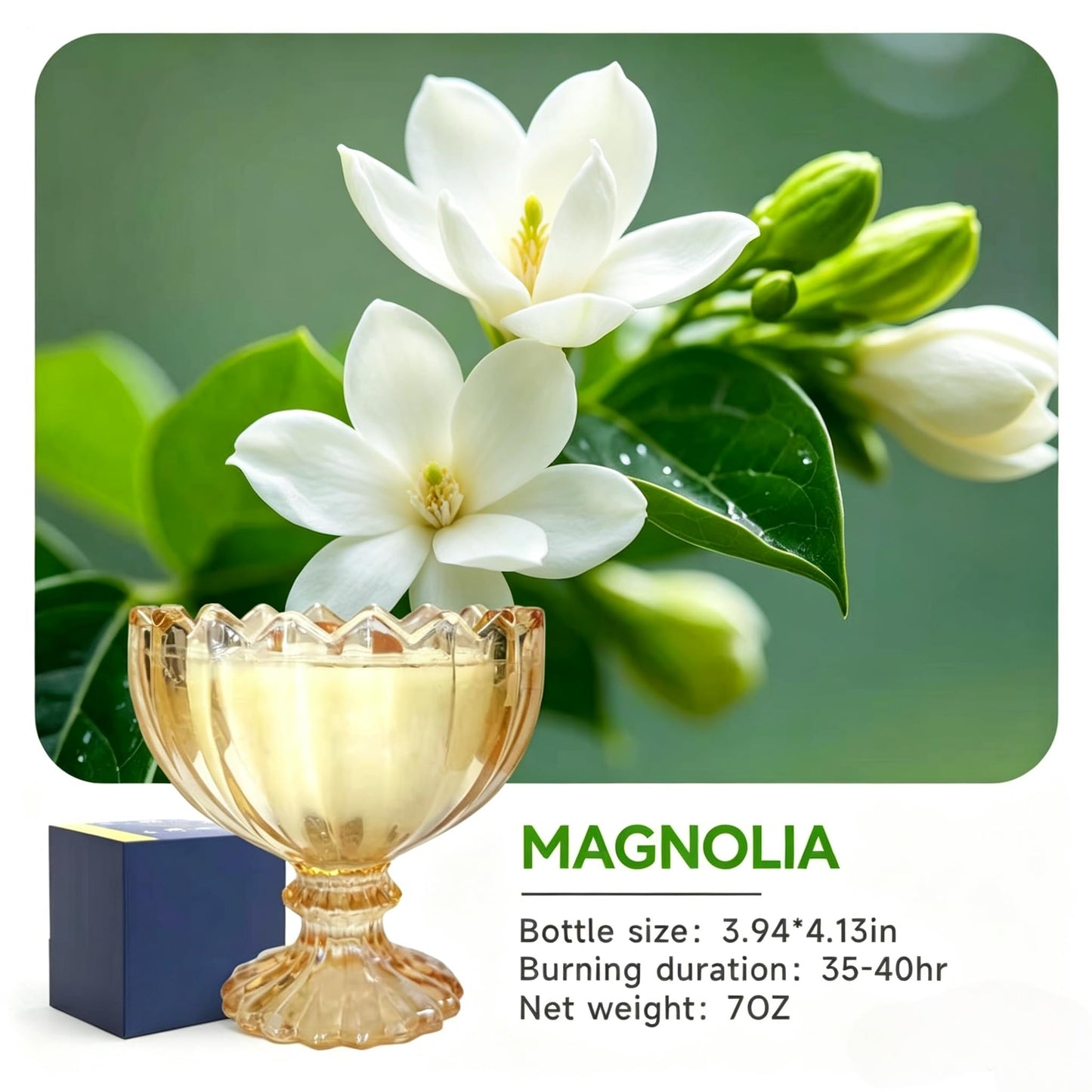 Joo Sko Petal Bowl Shape Soy Wax Magnolia Scented Candle, Aromatherapy Jar Candles for Home Scented or As a Christmas Holiday Candle Gift for Your Lover(7OZ/48Hours Burning)
