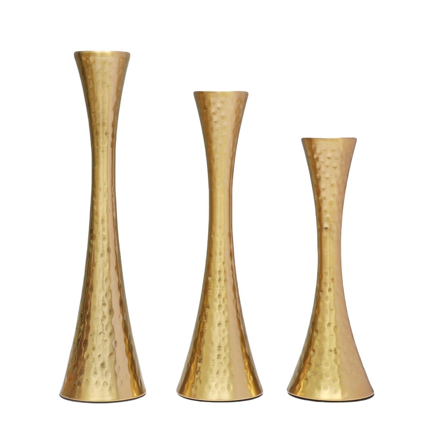 Taper Candle Holders Metal Candlestick Holders Set of 3 Table Mantel Decorative Candle Stand for Dinning,Party，Wedding,Home Decor(Brass Gold)