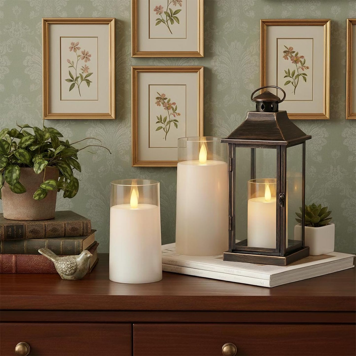Raycare Flameless Electronic Pillar Candles with Remote Control and Timer- Battery Operated Realistic Flickering LED Fake Candle for Home, Wedding, Valentine's Day Decor, White,Set of 3(3"x4"5" 6")