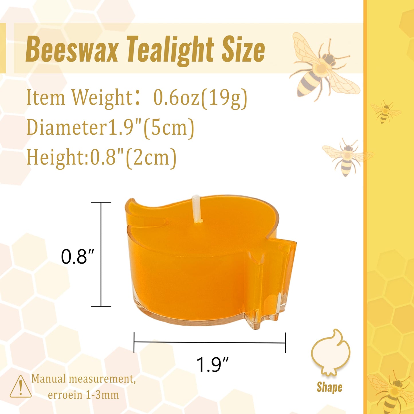 Tealight Candles Bulk Pack - Beeswax Candles 24Pack Tealight Candles Handmade of Pure Beeswax, 4 Hour Burn Time, Clear Cup Beeswax Tea Lights