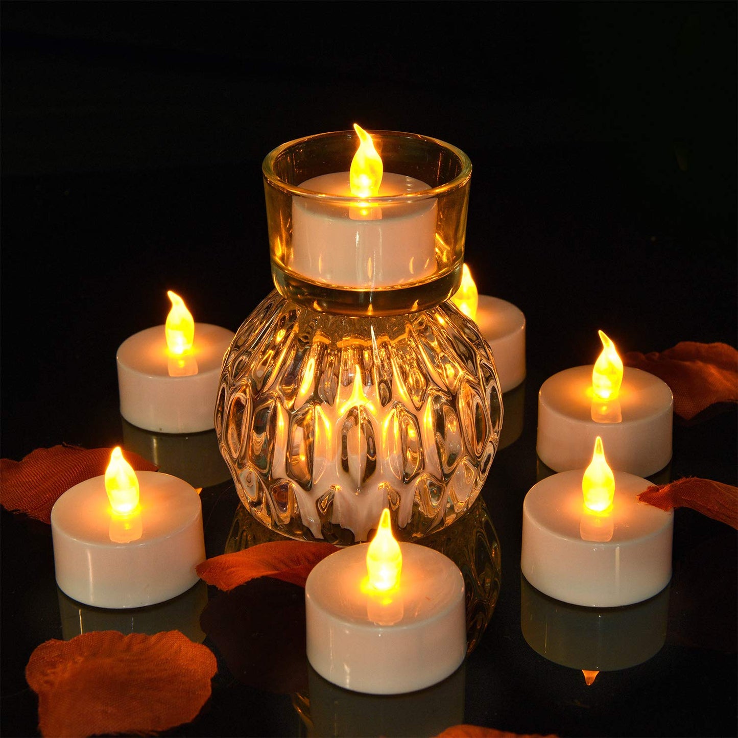 Pandaing Lasts 2X Longer White Flameless Tealight Candles, 40 Pack, Batteries Included, Realistic Tea Lights Candles, Flickering Bright Tealights, Unscented Battery Operated Candles