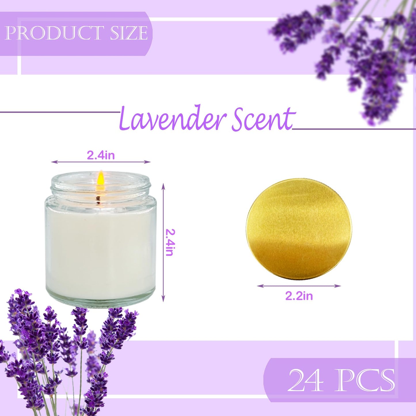 Veiuwa 24 Pcs 4 Oz Mini White Soy Candles,Lavender Scented Candles Set,Bulk Aromatherapy Candle,Great Stress Relieving Scented Candle for Girls as a Gift for Birthdays, Weddings and More!