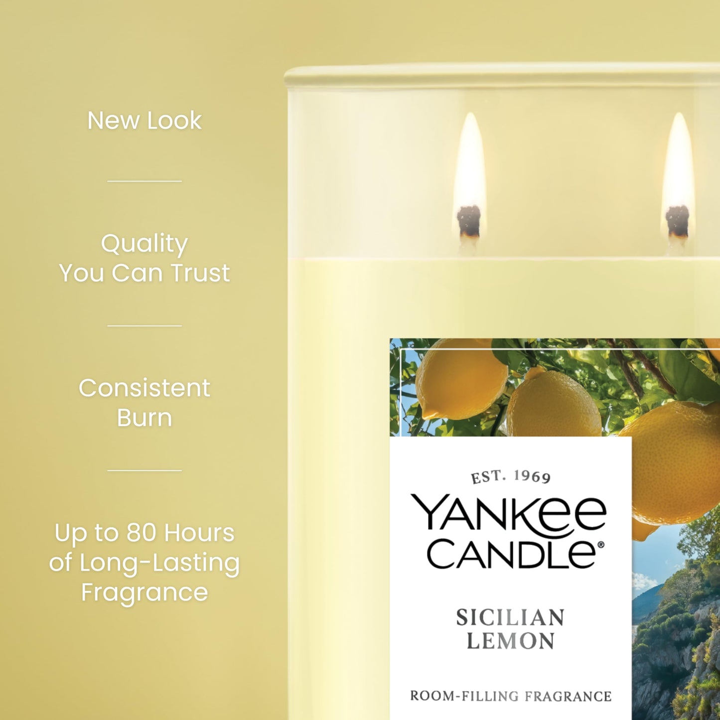 Yankee Candle Large Tumbler Scented Candle with up to 80 Hour Burn Time, Premium Plant Wax Blend for Consistent Burn, 20 oz Tumbler Candle with Room Filling Fragrance, Sicilian Lemon
