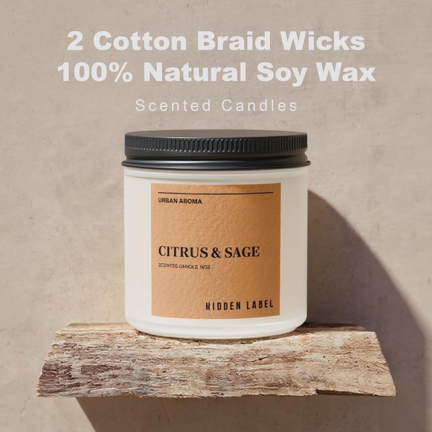 Citrus Sage Scented Candle, 12oz Natural Soy Wax, 2 Wick Aromatherapy Candles for Home Scented, 70hours Clean Burn,Non Toxic, Long Lasting, Premium Scents for Relaxation, Stress Relief, Gifts