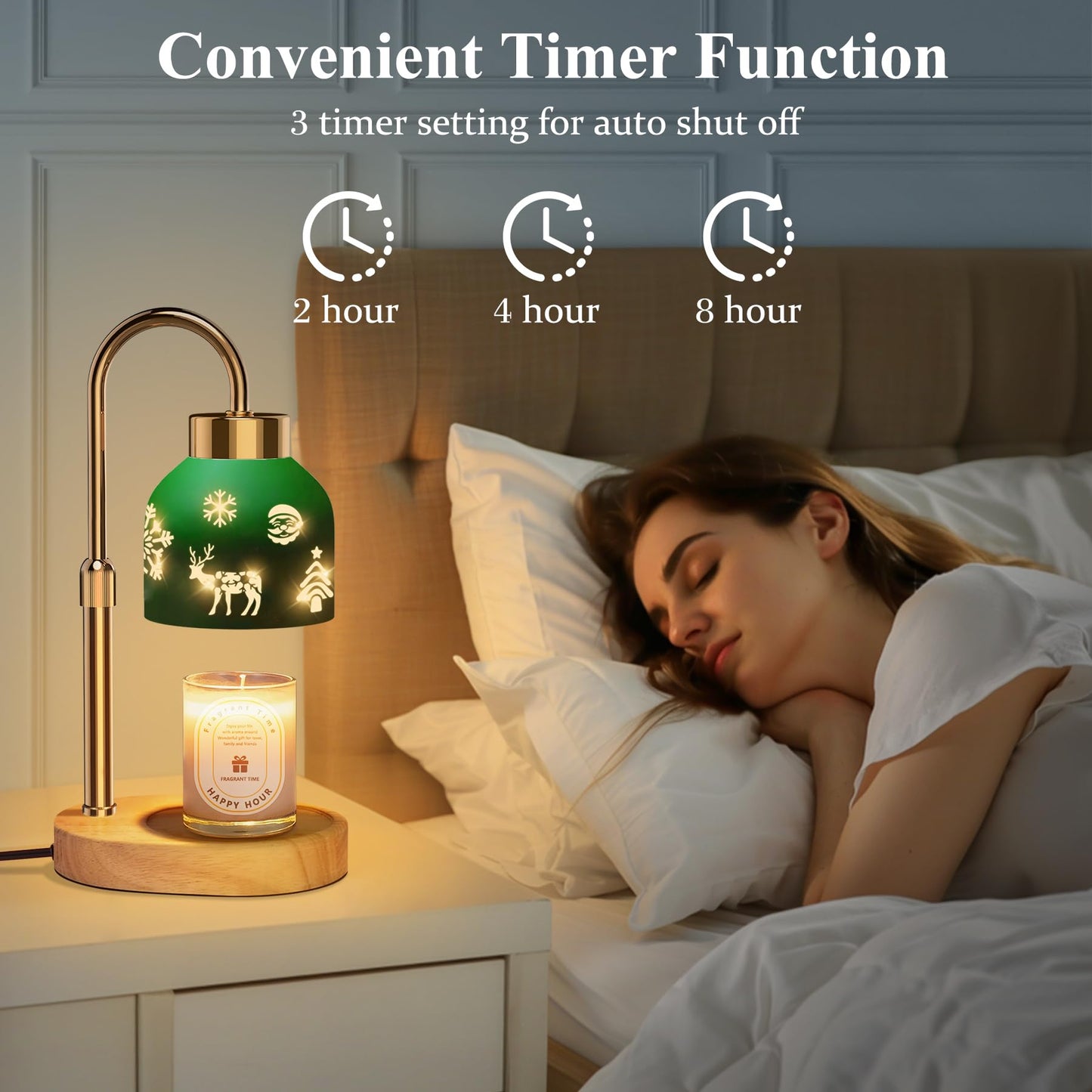 Lukasa, Christmas Candle Warmer Lamp, with Timer and Dimmer, Adjustable Height Candle Lamp, Wax Melt Warmer for Scented Jar Candles, for Women Mom Girls Teens Adults