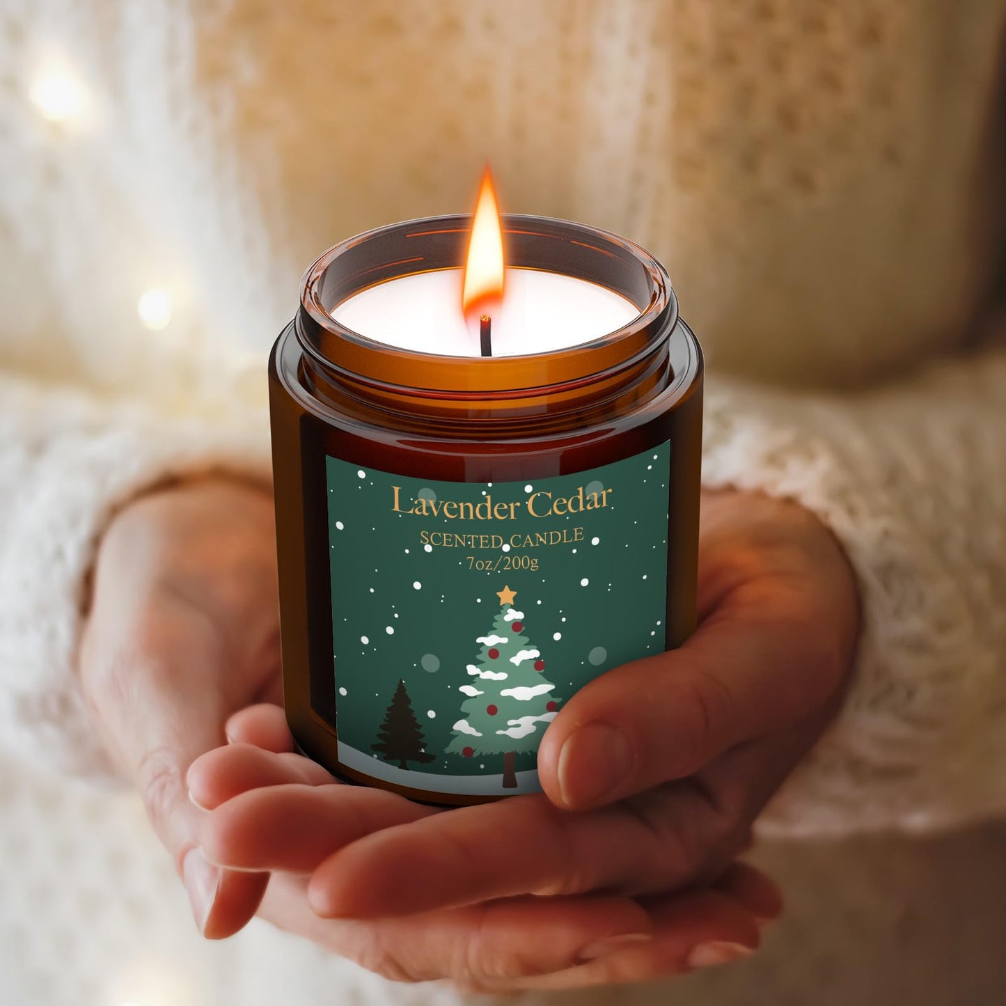 Christmas Candles Gift Set for Women, Scented Soy Candles for Home, 4 Pack 7 oz Fall Fragrance of Smoky Ebony/Spiced Apple Pie/Lavender Cedar/Forest Berries