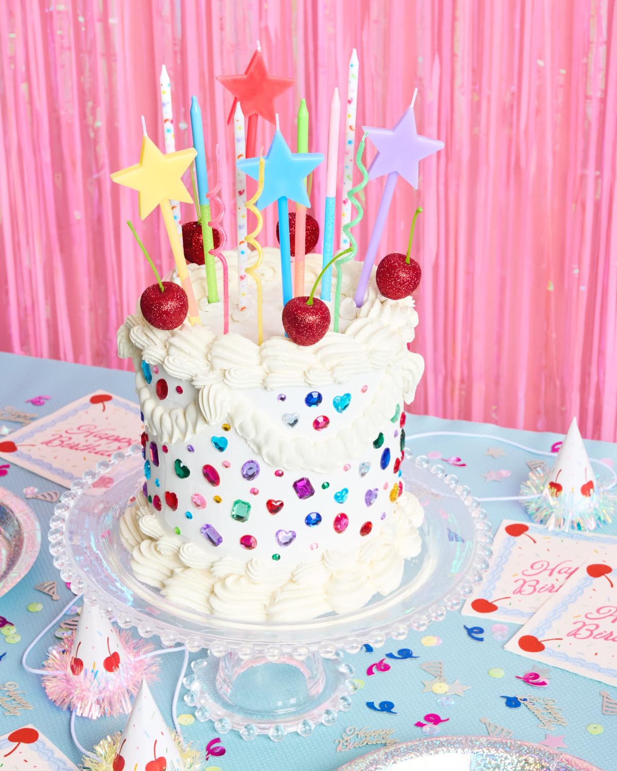 xo, Fetti Fun Novelty Birthday Candles - 14 Piece Set | Star Shaped, Glitter, Pastel Rainbow, Party Decorations, Celebrations, Sparkle, Unique Candles