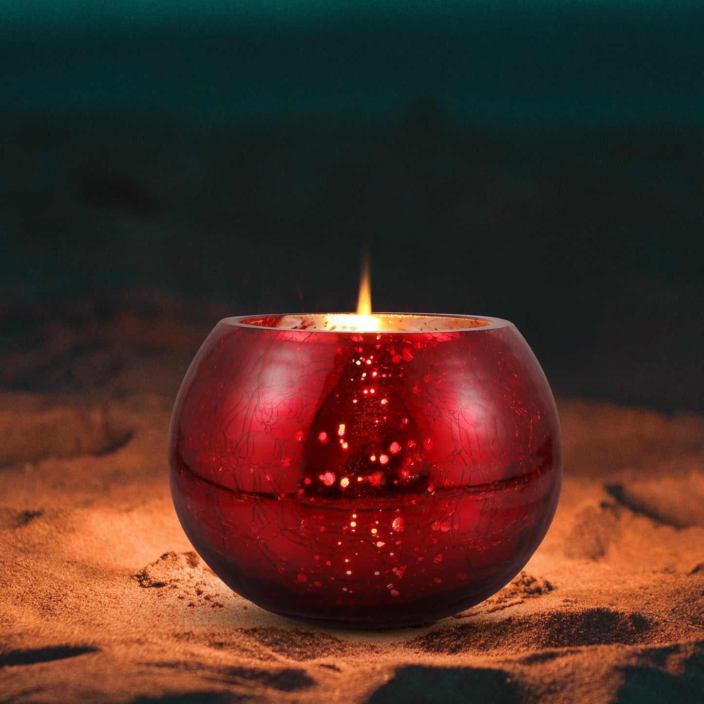 Luxshiny Valentine's Day Glass Tealight Holder Red Frosted Floral Pattern Candle Cup Romantic Aromatherapy Decor for Wedding Home Relaxation