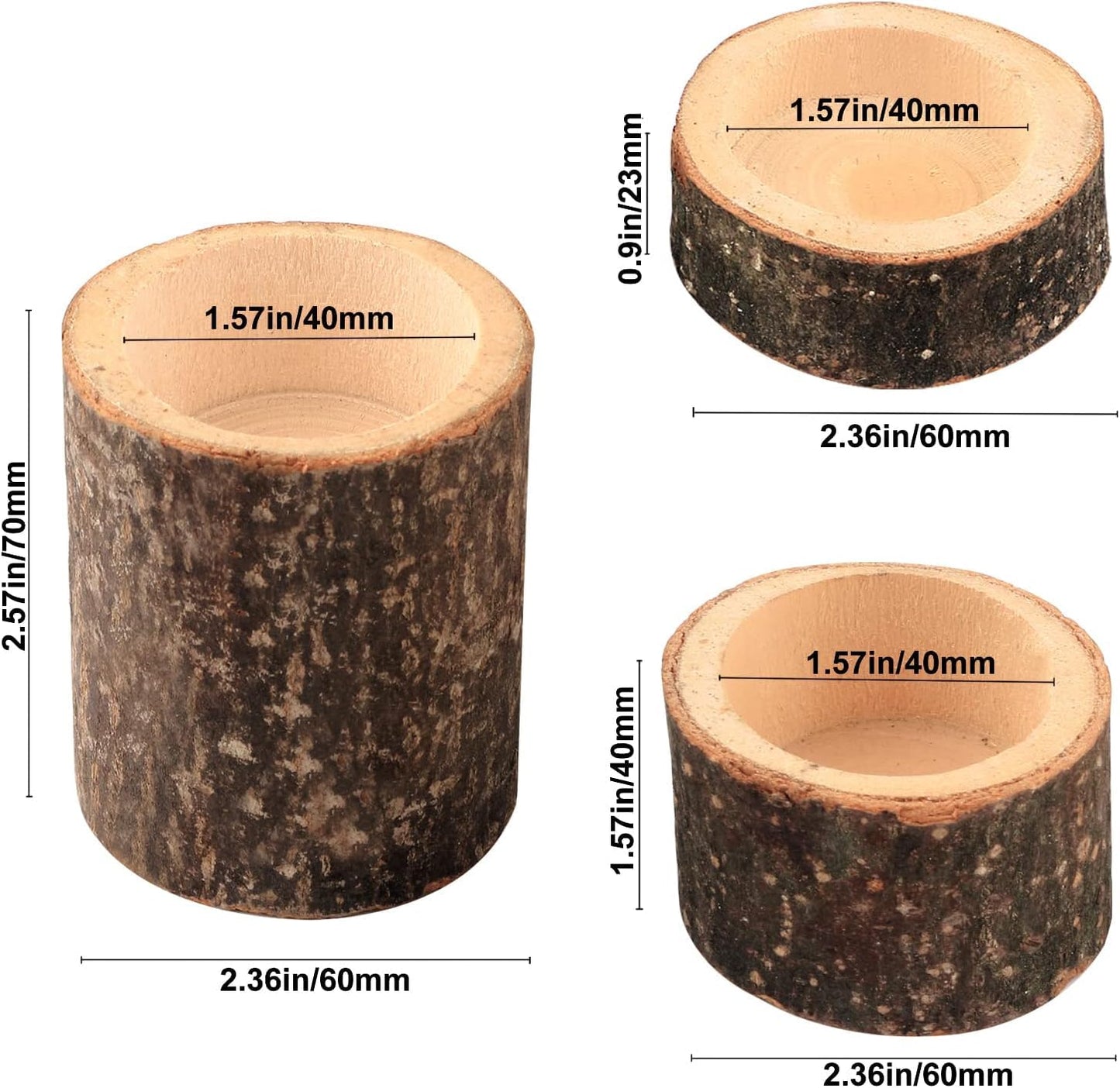 Tesytto Set of 12 Wooden Tea Light Candle Holders, Personalized Natural Wooden Votive Vintage Tea Light Candle Holders for Rustic Centerpieces for Dining Table Wedding Party (Set of 12)