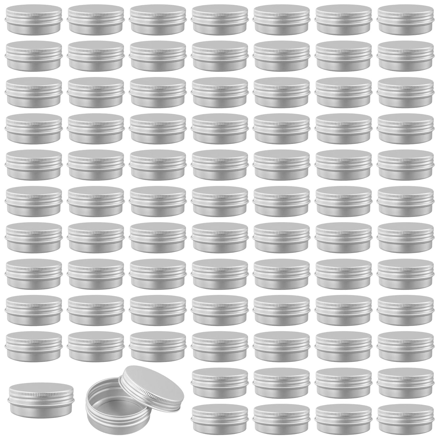 NINGWAAN 80 PCS 2 oz Aluminum Tin Jars, 60ml Metal Round Empty Tin Cans Containers with Screw Lids for Salve, Cream, Candle, Silver