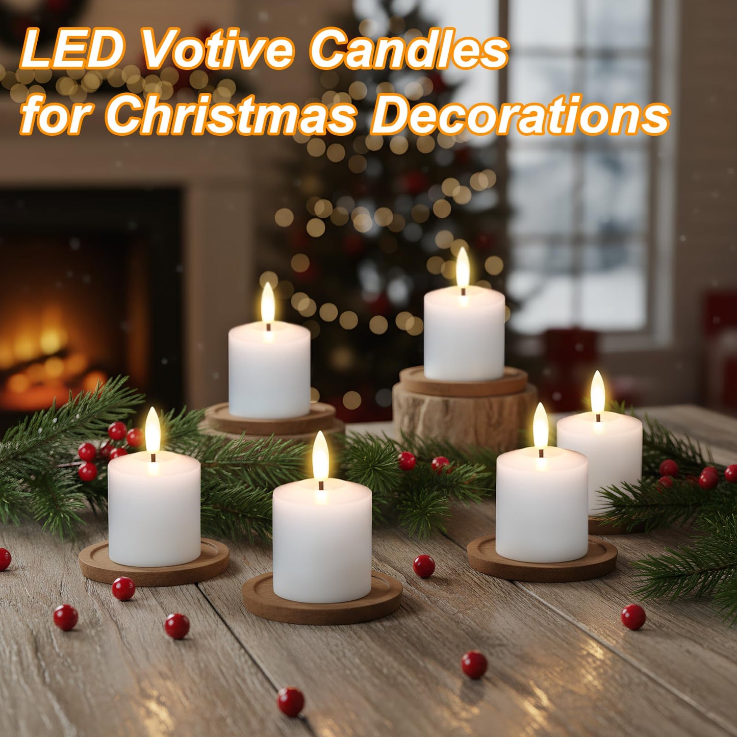 GenSwin Rechargeable Votive Candles Battery Operated with Charging Base, 6 Pack LED Flameless Battery Votive Candles with Remote Timer(White, Real Wax, 2 x 3.2 Inch)