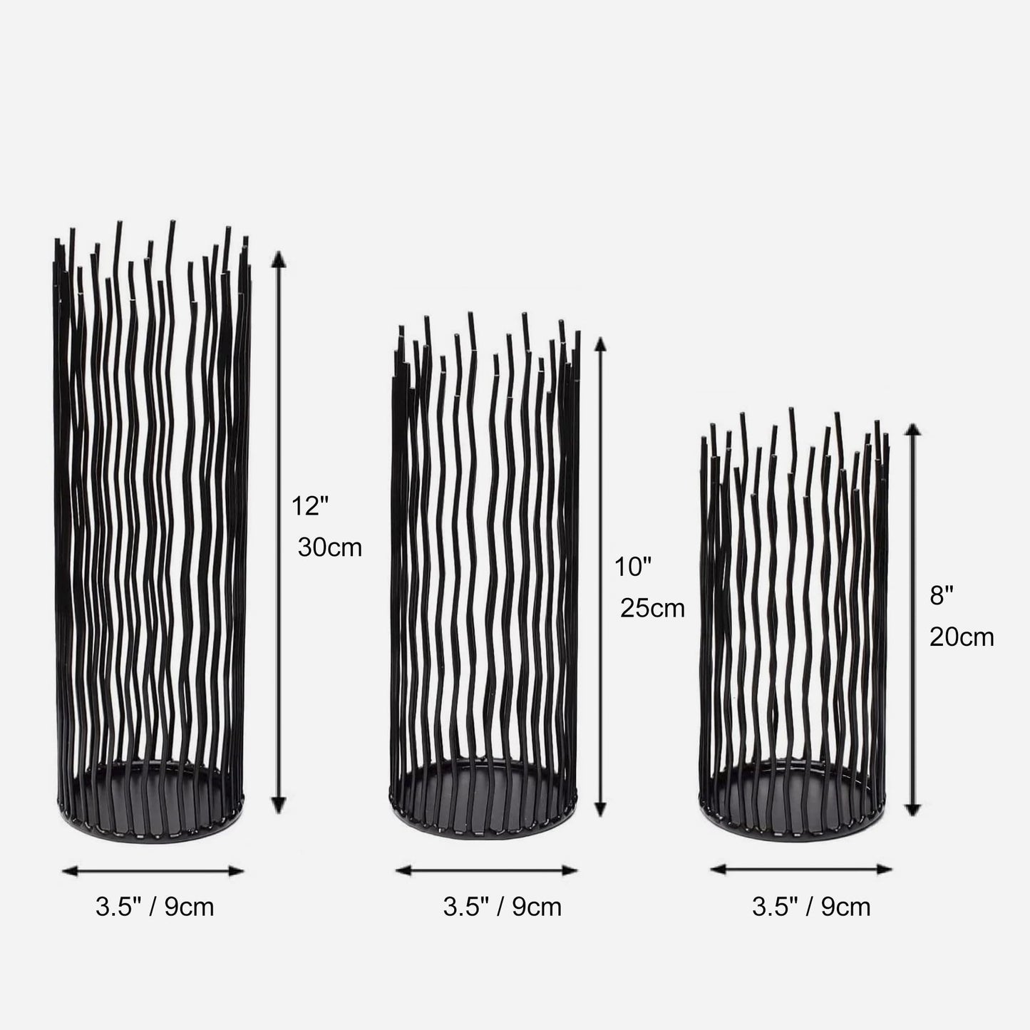 Candle Holders Set of 3 Black Metal Iron Pillar Candlestick Modern Indoor and Outdoor Candlestick Holders for Table Centerpiece Fireplace Mantel Decoration,Home,Party, Wedding,Dining Room Decor