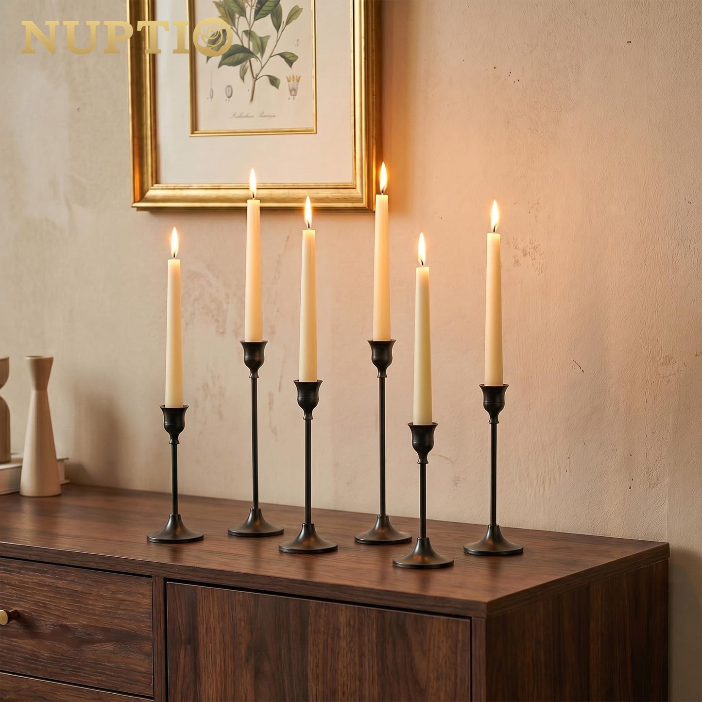 Nuptio 3 Pcs Black Candlestick Holders Taper Candles Holder Candle Stick Holder for Dining Table Halloween Candle Holders for Tapered Candles Decorative Centerpiece for Christmas Party Housewarming