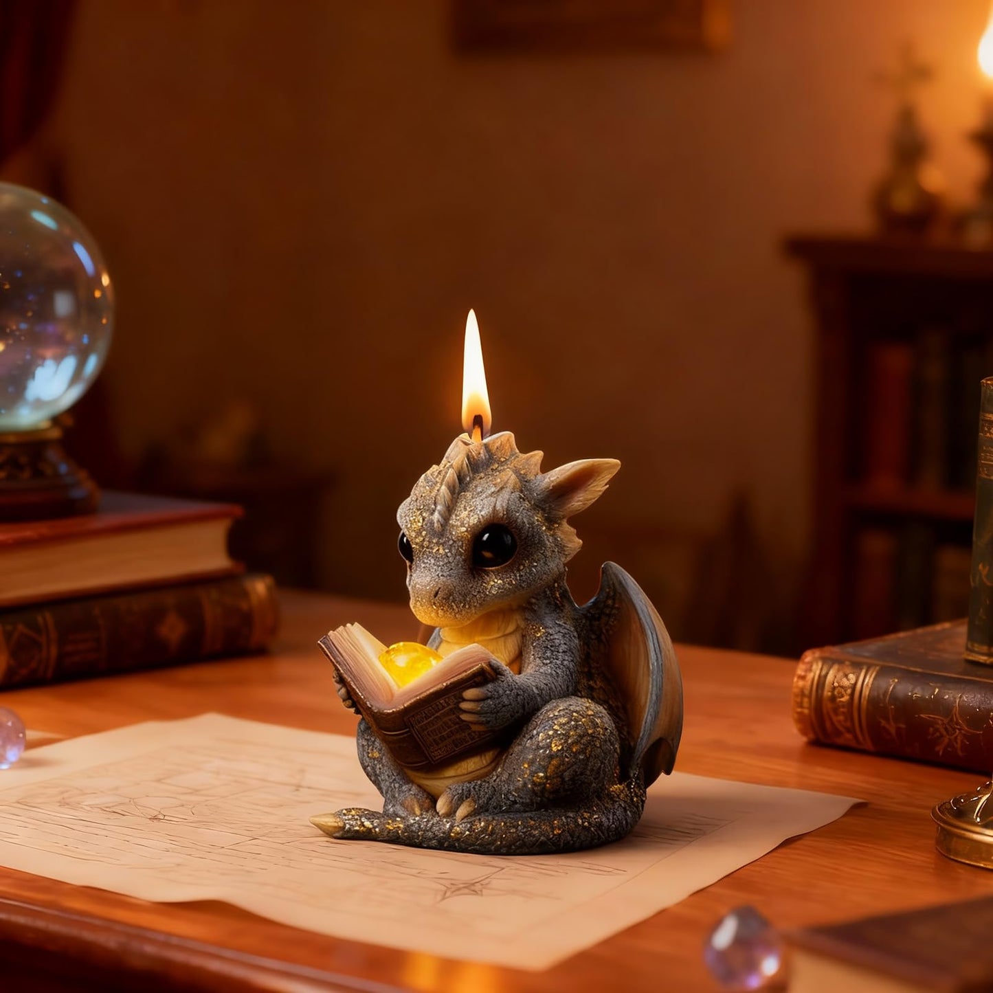 Book-Reading Dragon Silicone Candle Mold, 3D Dinosaur Resin Casting Silicone Mold for Home Decor, Soap & Candle Making, Animal Epoxy Resin Craft Mold, Gifts for Dinosaur Lovers