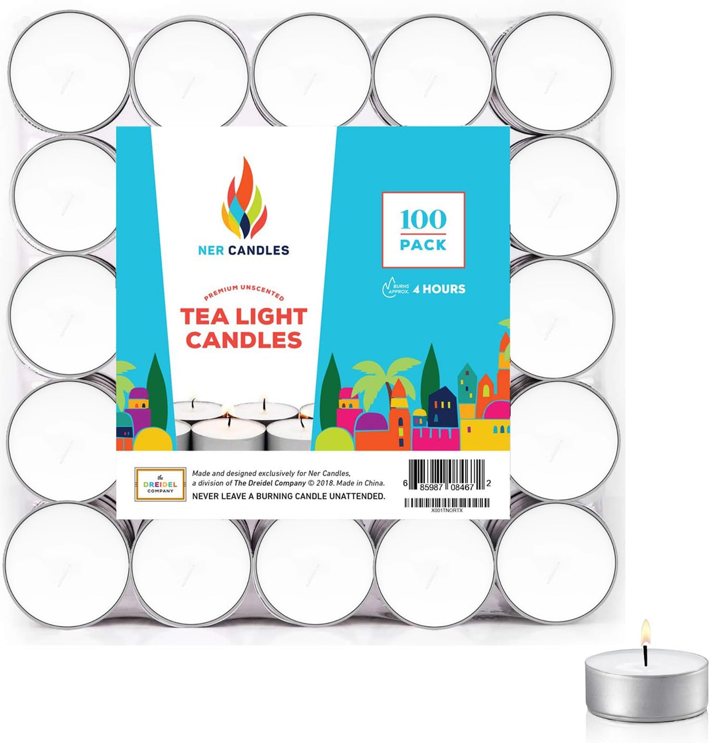 100-Pack Unscented Tea Lights Candle in Bulk, Smokeless, Dripless & Long Lasting Small Votive Mini Tealight Candles for Home, Pool, Shabbat, Weddings & Emergencies 4 Hour Burn Time