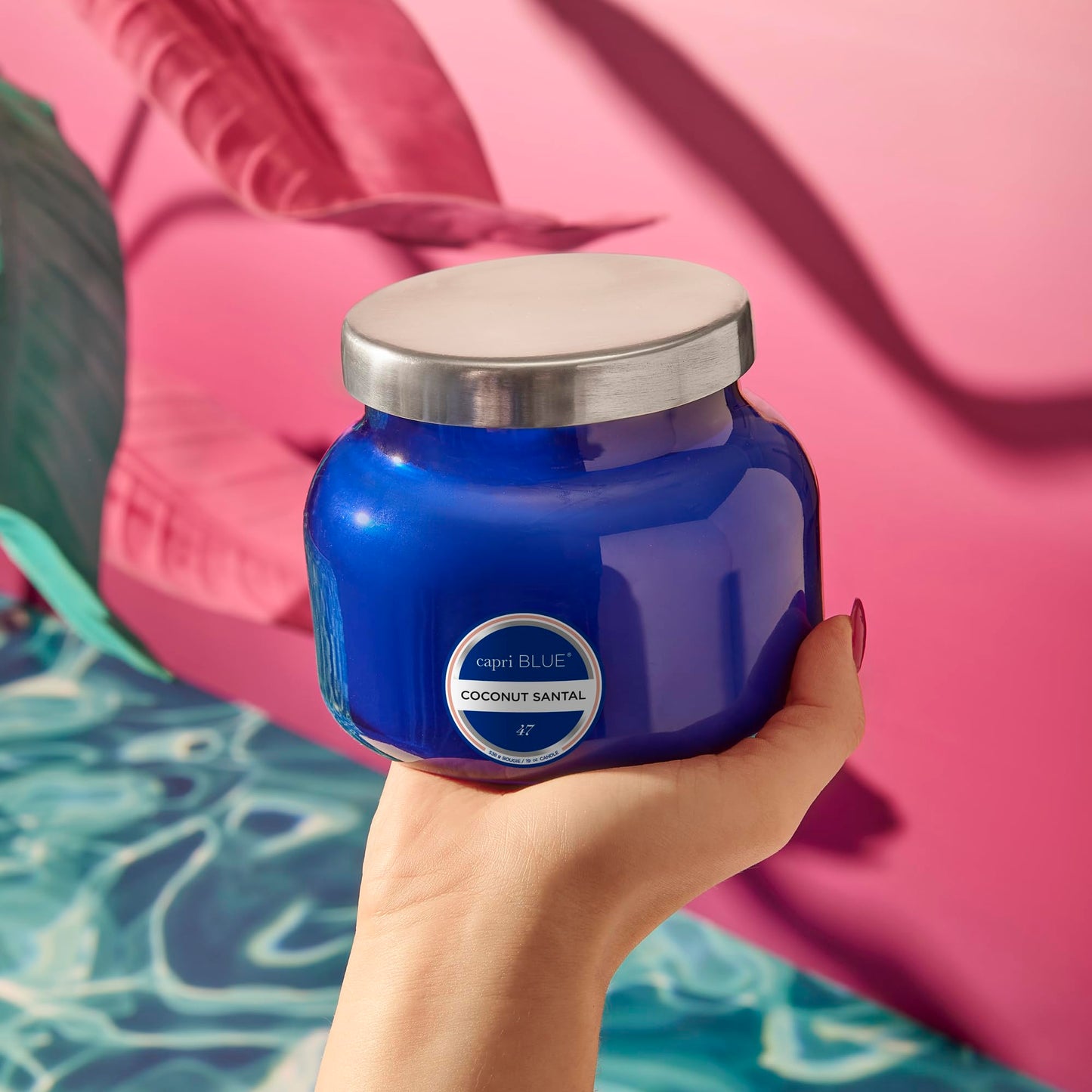 Capri Blue Signature Jar Candles - Long Lasting Soy Wax Blend - Luxury Tropical Scented Candles - Comes in Blue Decorative Glass Jar (Coconut Santal, 19 oz)