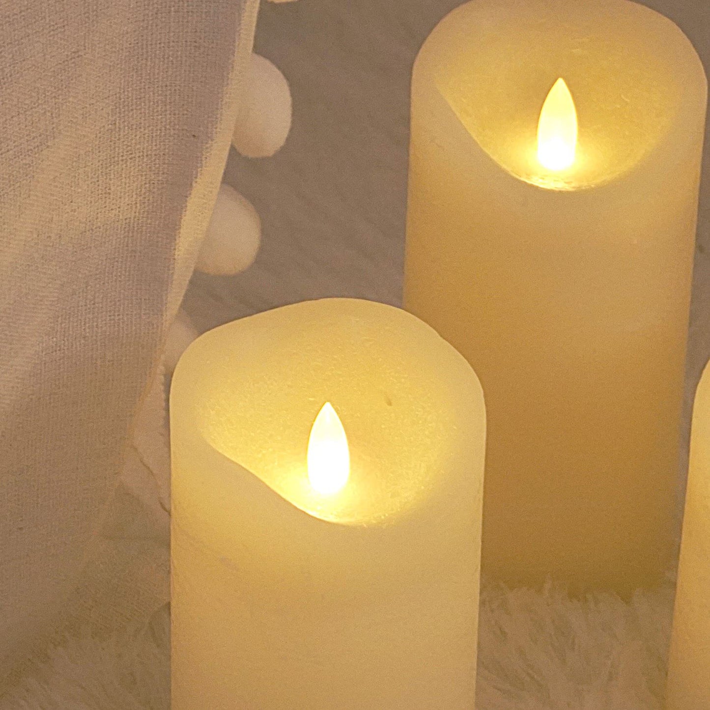 CANDLE CHOICE Battery Operated Flameless Candles with Timer Real Wax Realistic Flickering Electric LED Pillars Automatic Built-in Daily Cycle Timer 6-Hour on 18-Hour Off Set of 3 Rustic Texture Ivory