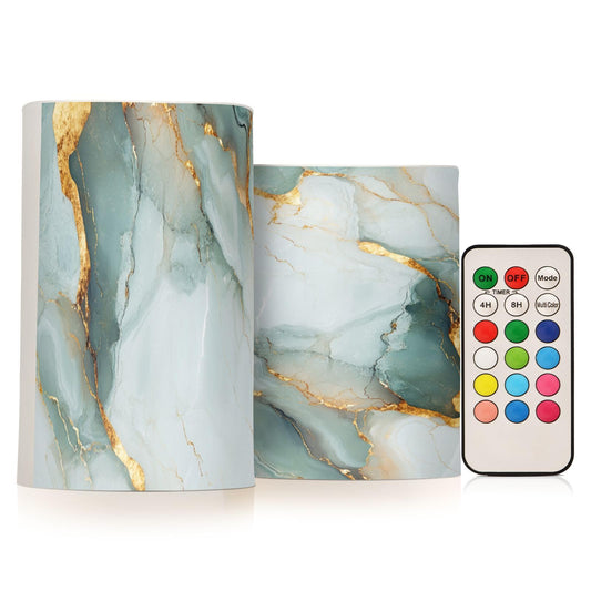 Zathe Flameless Pillar Candle Batteries Led Pillar Candles for Living Room Marble White White