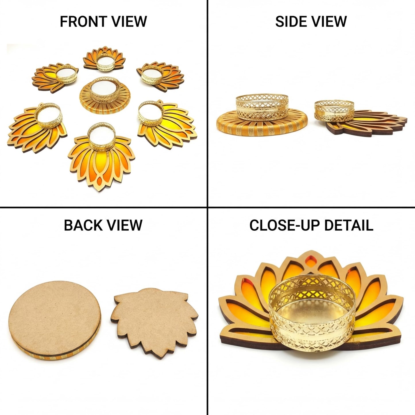 Shalin India Tealight Candles Candles for Home Décor | Weddings | Long Burning Smokeless Tea Lights | Fits Tealight Candle Holder, Glass & Decorative Tea Light Holders (Golden Lotus)