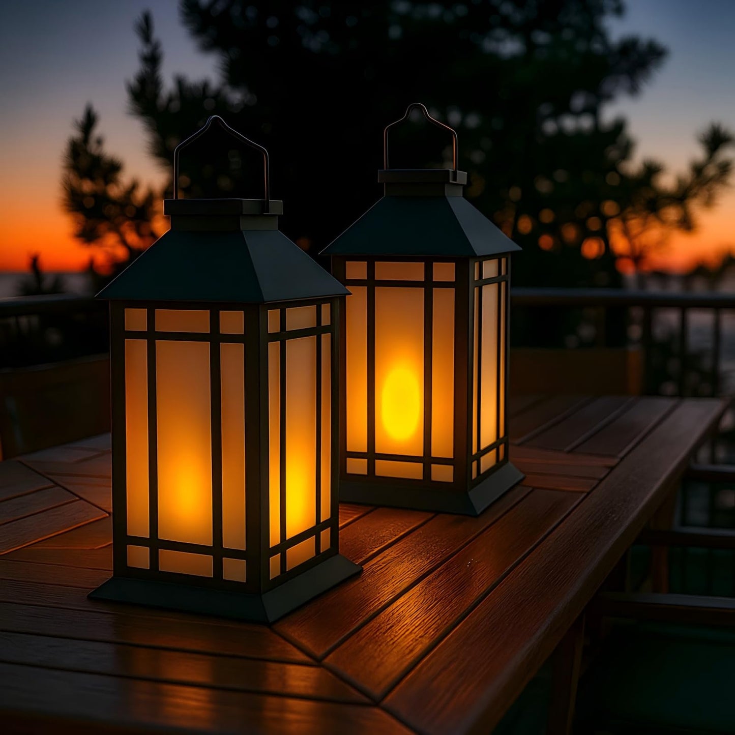 Bdor 13-Inch IP65 Waterproof Battery-Powered Outdoor Lantern with Led Flameless Candle and 6-Hour Timer - Decorative Lantern for Patio & Garden(2 Pack)