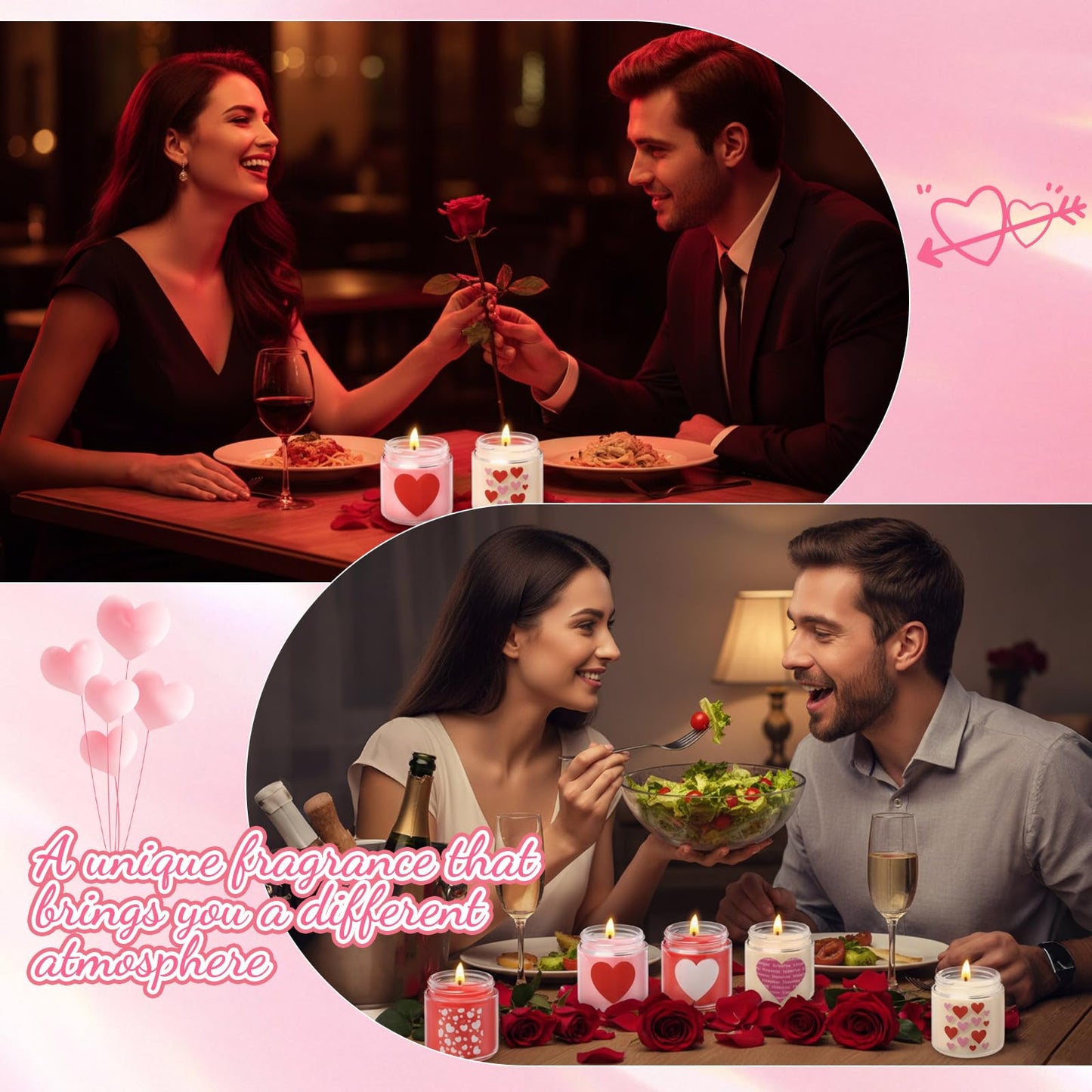 Sumind 12 Pcs Valentine's Scented Candle Gifts for Her Girlfriend Wife Long Lasting Burning Aromatherapy Heart Candle for Men Husband Boyfriend Romantic Anniversary Candles Gifts Valentine Deco