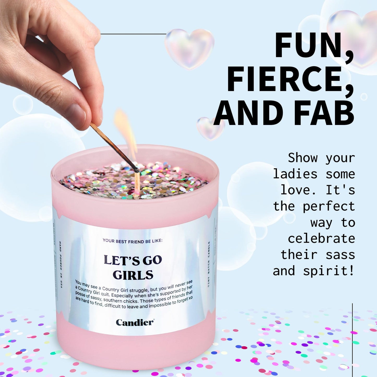 Let’s Go Girls Candle, Scented Phthalate-Free Soy Candles with 60+ Hours Burn Time, Vegan Cruelty-Free Pink Candle for Any Occasion, Candles for Women - Candier