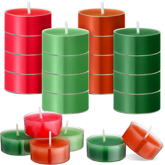 Conelist 24 Pack Christmas Colored Scented Tealight Candles Bulk Red Green Small Fragrance Tea Lights in Clear Cups Colored Warmer Aromatherapy Relaxing Mini Candles for Easter Holiday