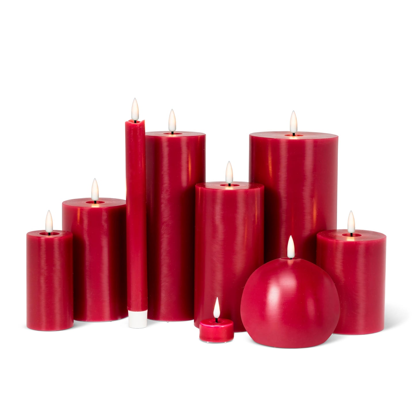 Abbott Collection Wax LED Flameless Pillar Candle - Red (2x4 H)