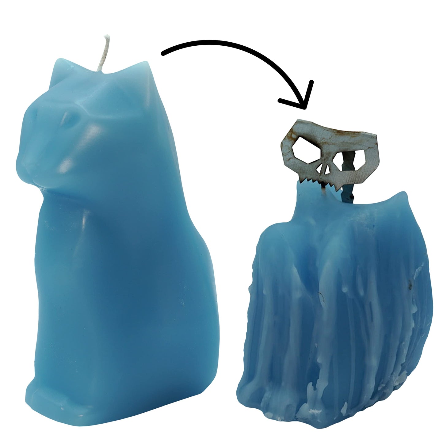 Hidden Skeleton Cat Candle (Blue)