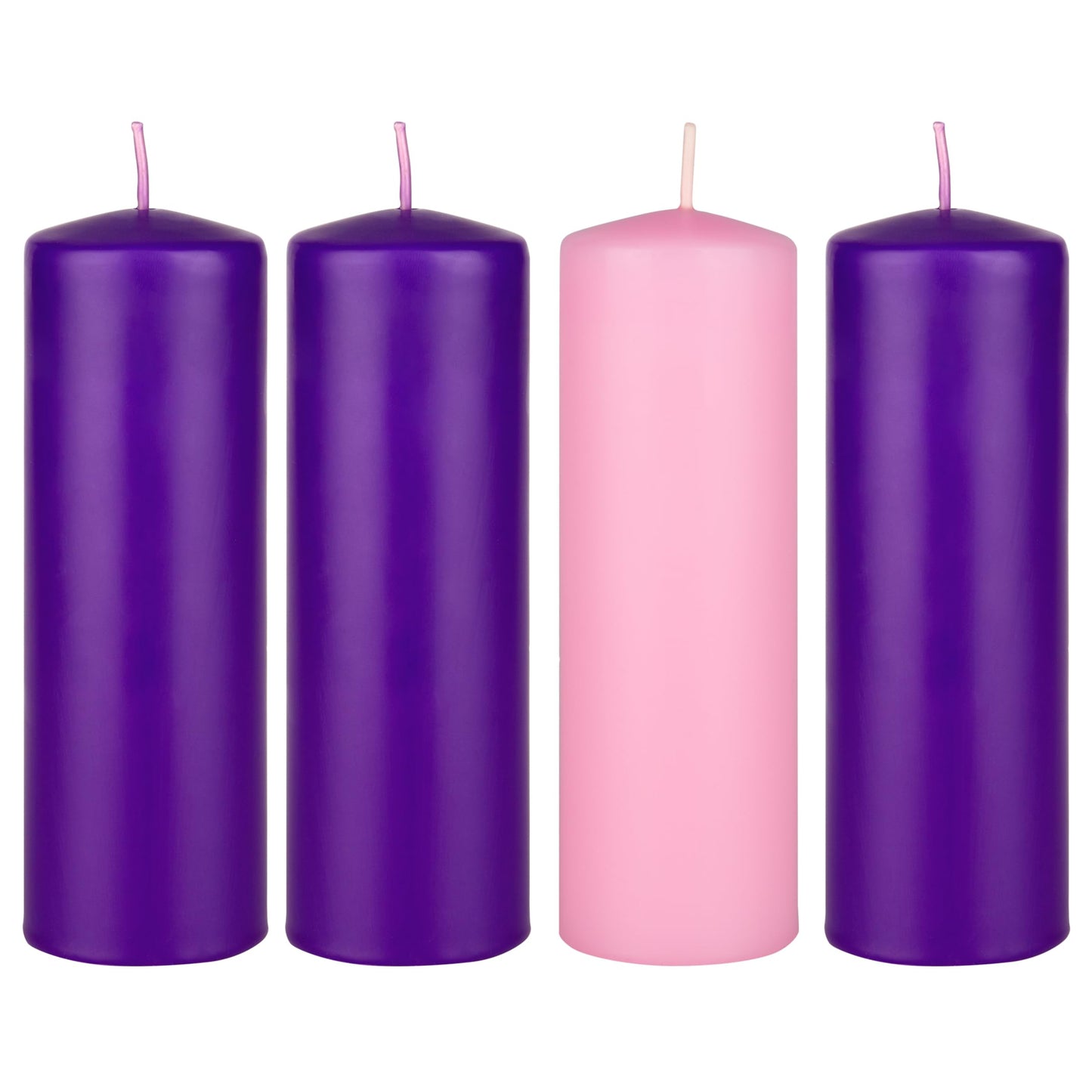 Mega Candles 4 pcs Unscented Christmas Advent Candles Set, Hand Poured Premium Wax Dome Top Round Pillar Candle 2 Inch x 6 Inch, Holidays, Festivities, Devotional, Church, Wreath, Party, Gifts