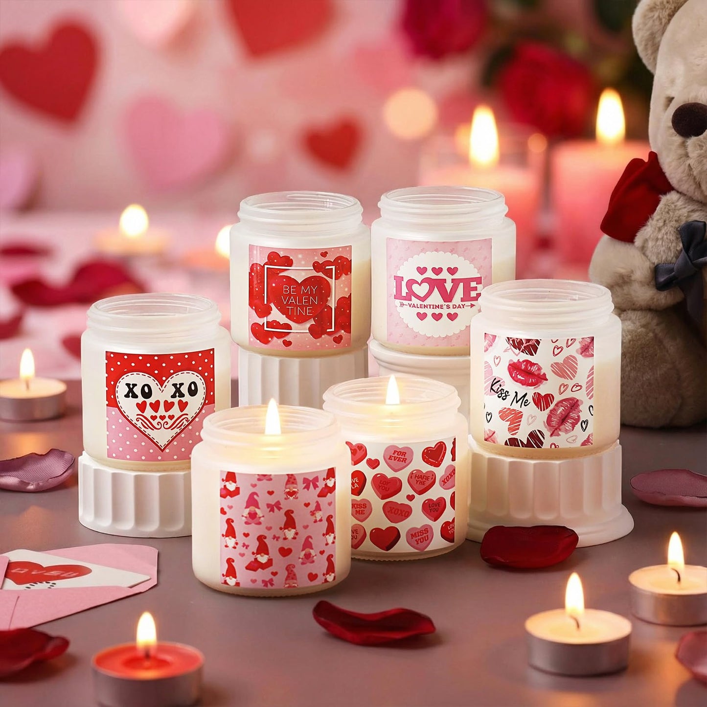 Conelist 6 Packs Valentine's Day Scented Candle Gifts for Girlfriend Wife Her Long Lasting Burning Aromatherapy Soy Wax Jar Candle 2.8oz Romantic Valentine Gift for Women Men Husband Boyfriend